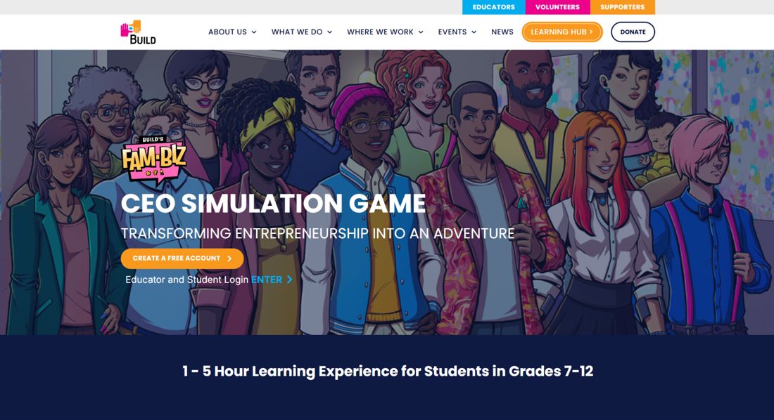 BUILD's Fam-Biz CEO simulation game for students in grades 7 to 12